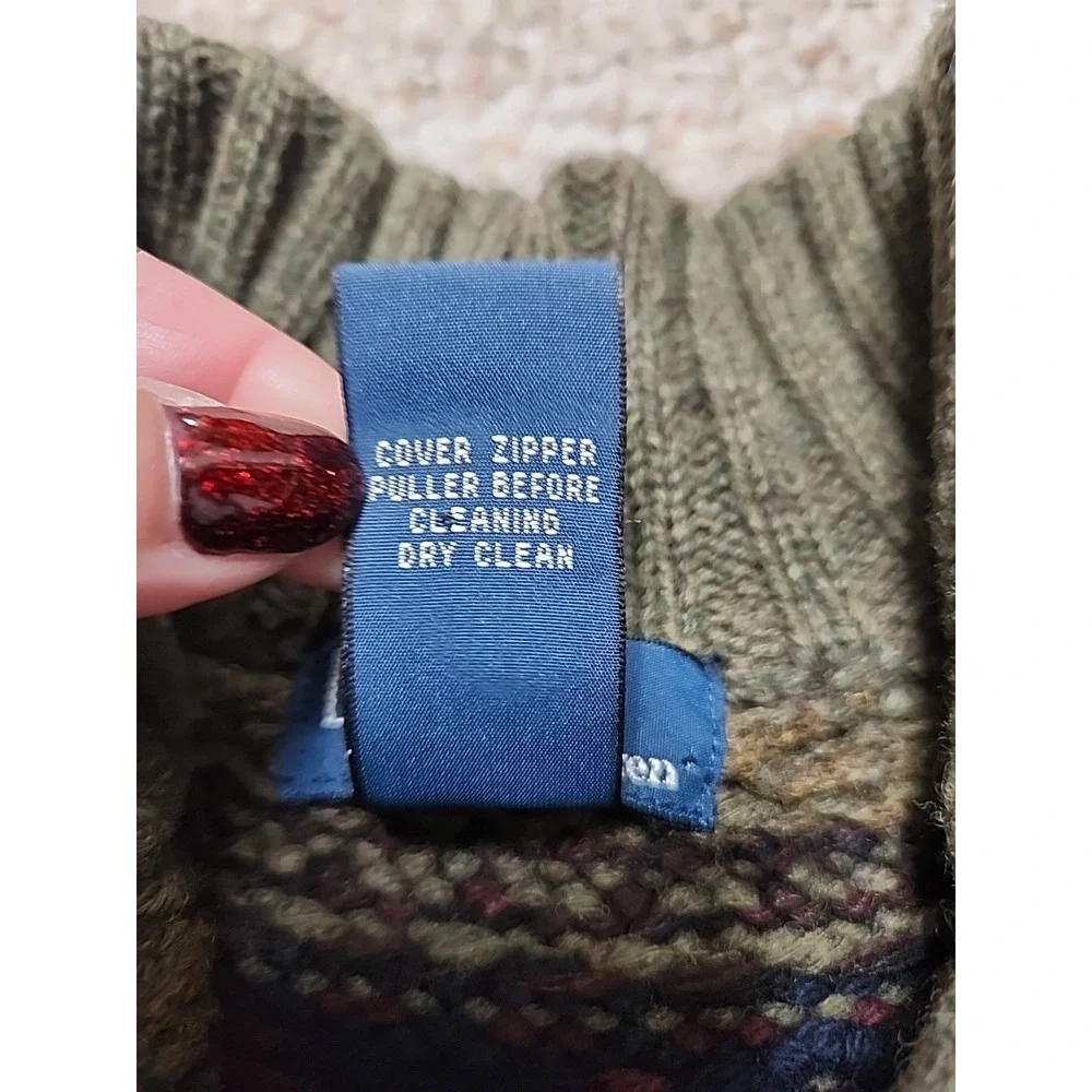 Vintage Toddler Polo Ralph Lauren Lambs Wool Silk Cashmere Sweater Zip Fair Isle